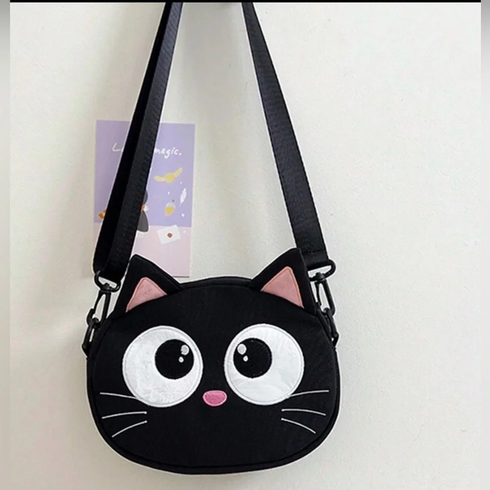 Cat Crossbody belt Bag black kitten purse mini phone teen’s girl’s kid’s school